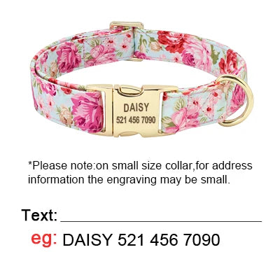 Personalized Floral Dog Collar