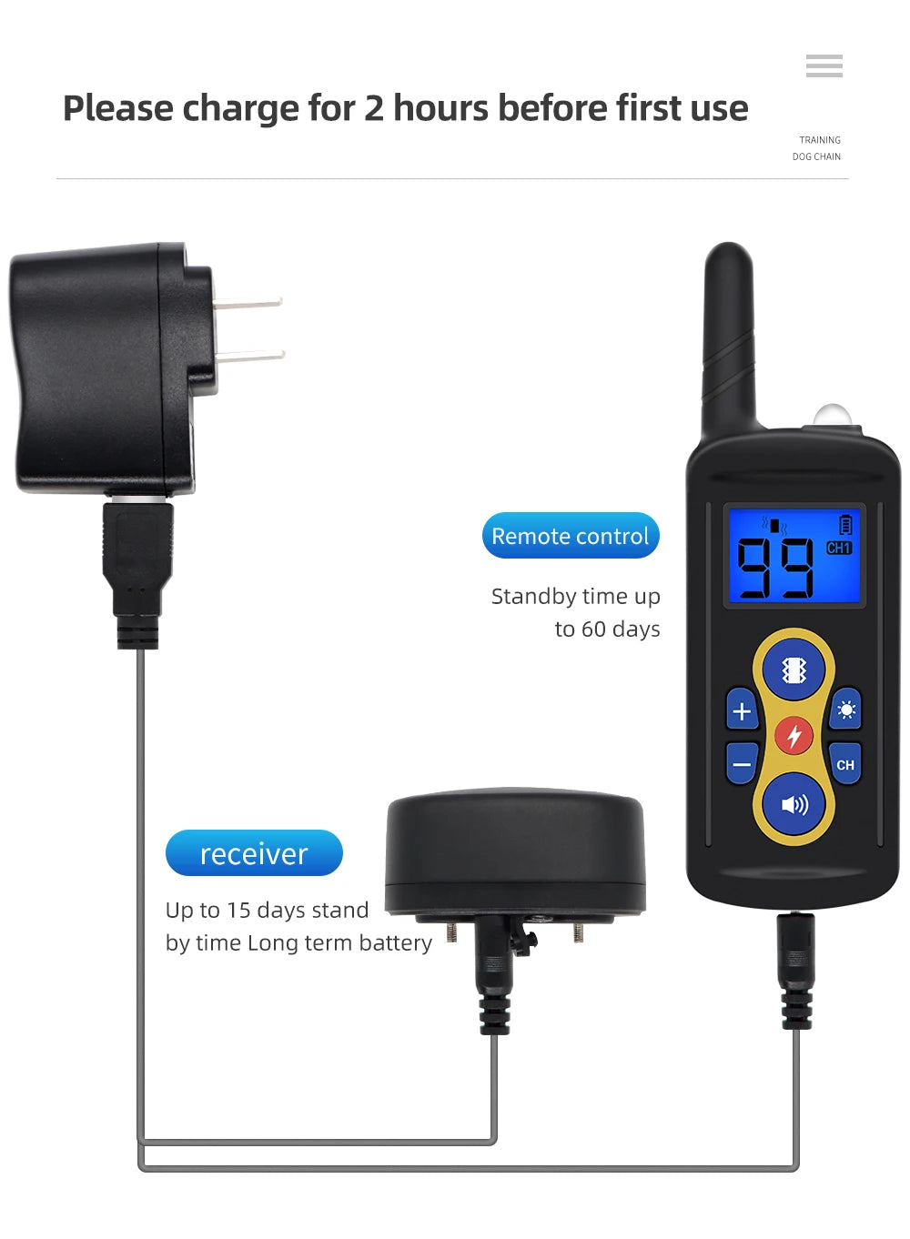 Collier de dressage pour chien à télécommande