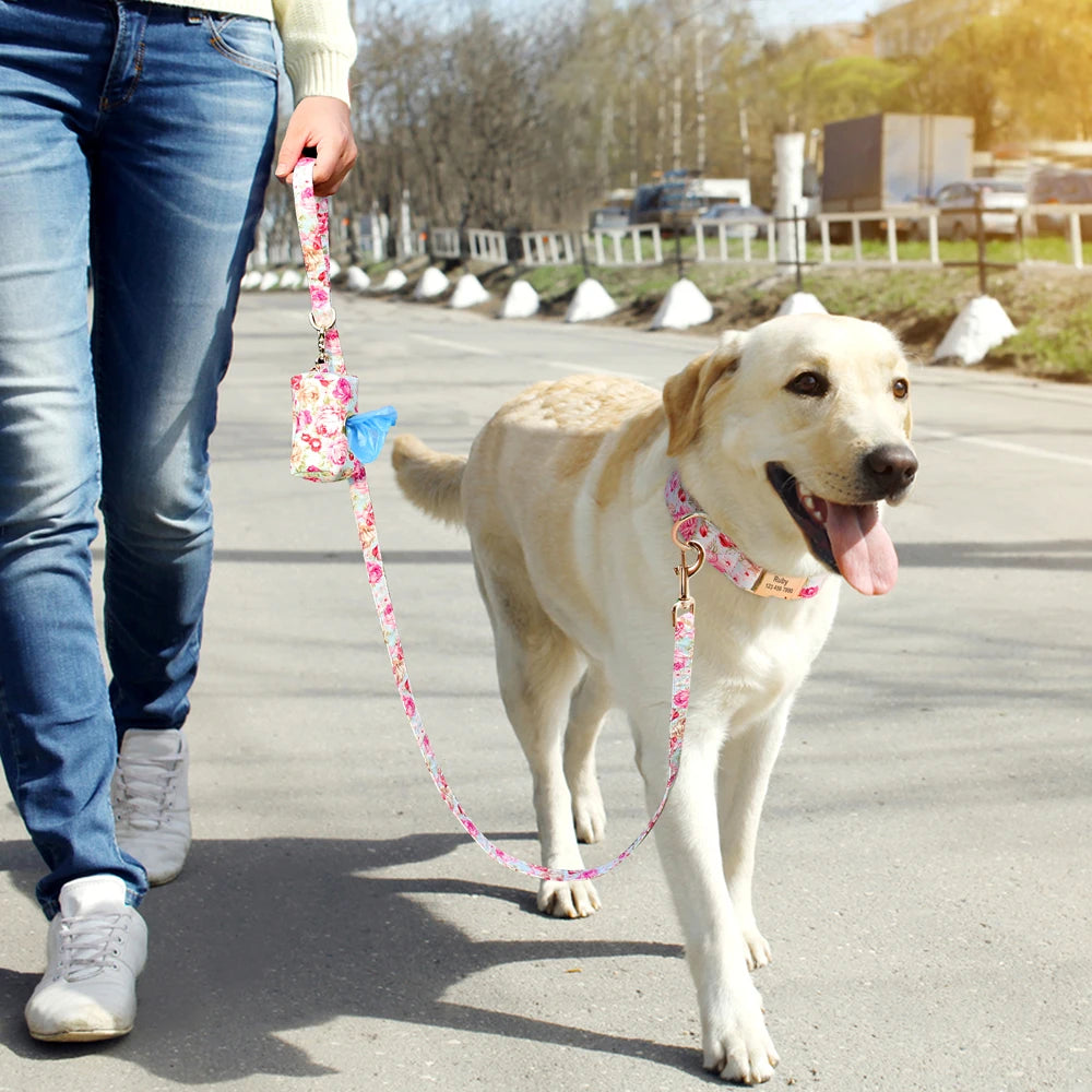 Flower Dog Collar Leash Set