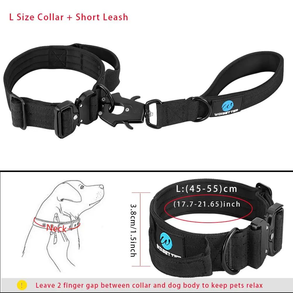 Tactical dog collar leash set