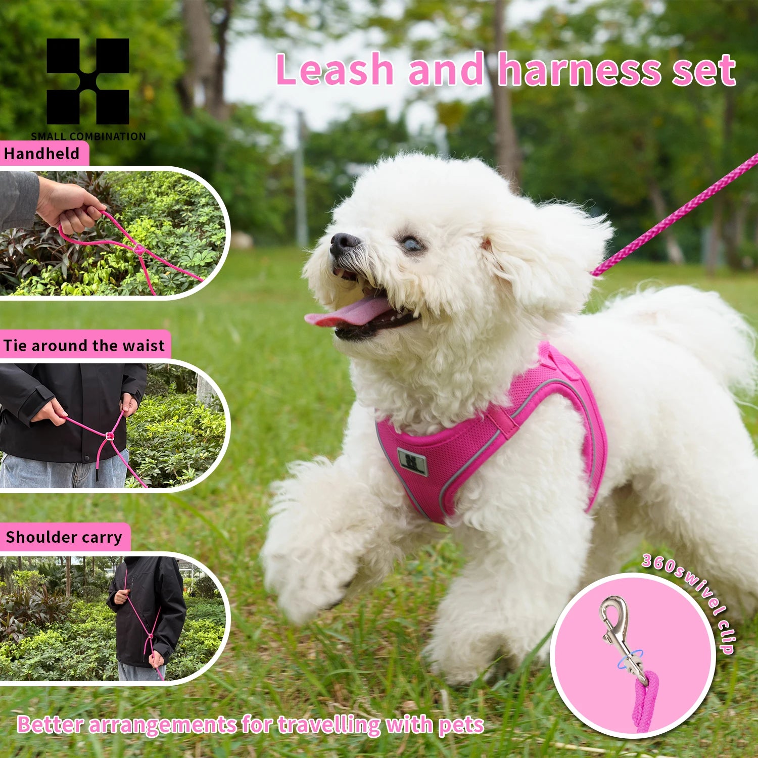 Harnais réfléchissant réglable pour chien - PawFrance - Wine red - XS — XS m², Wine red — photo 5