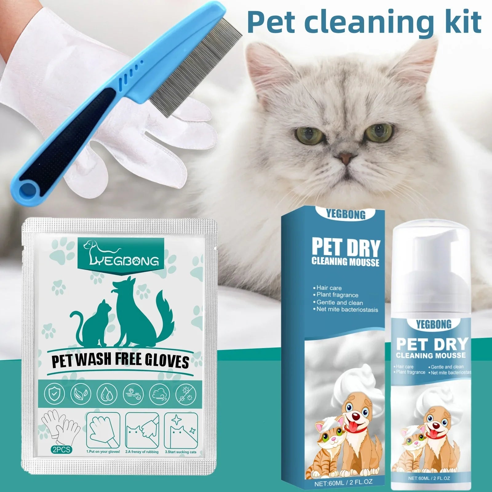 Kit de shampoing sans eau pour animaux de compagnie
