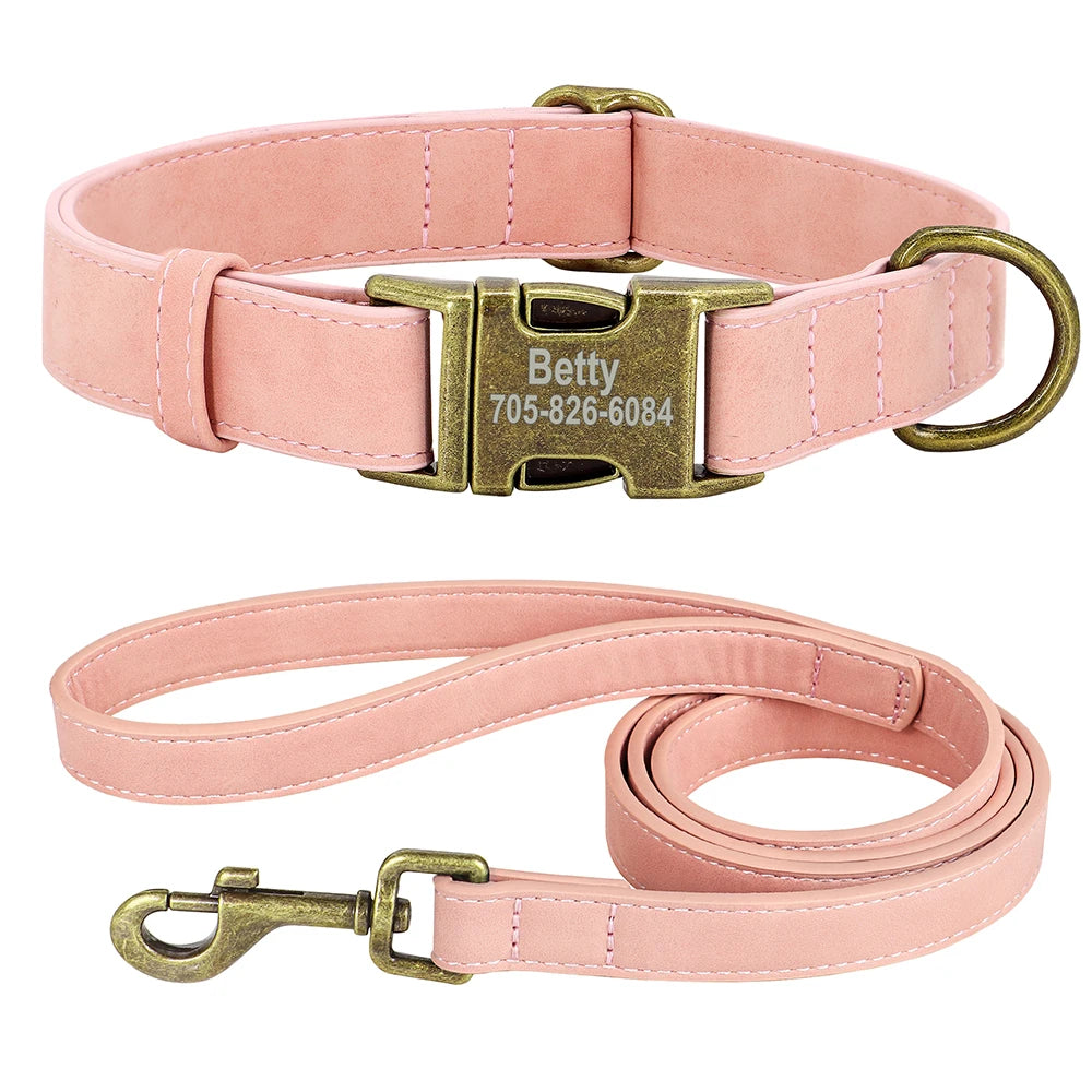 Personalized Dog Collar Leash Set