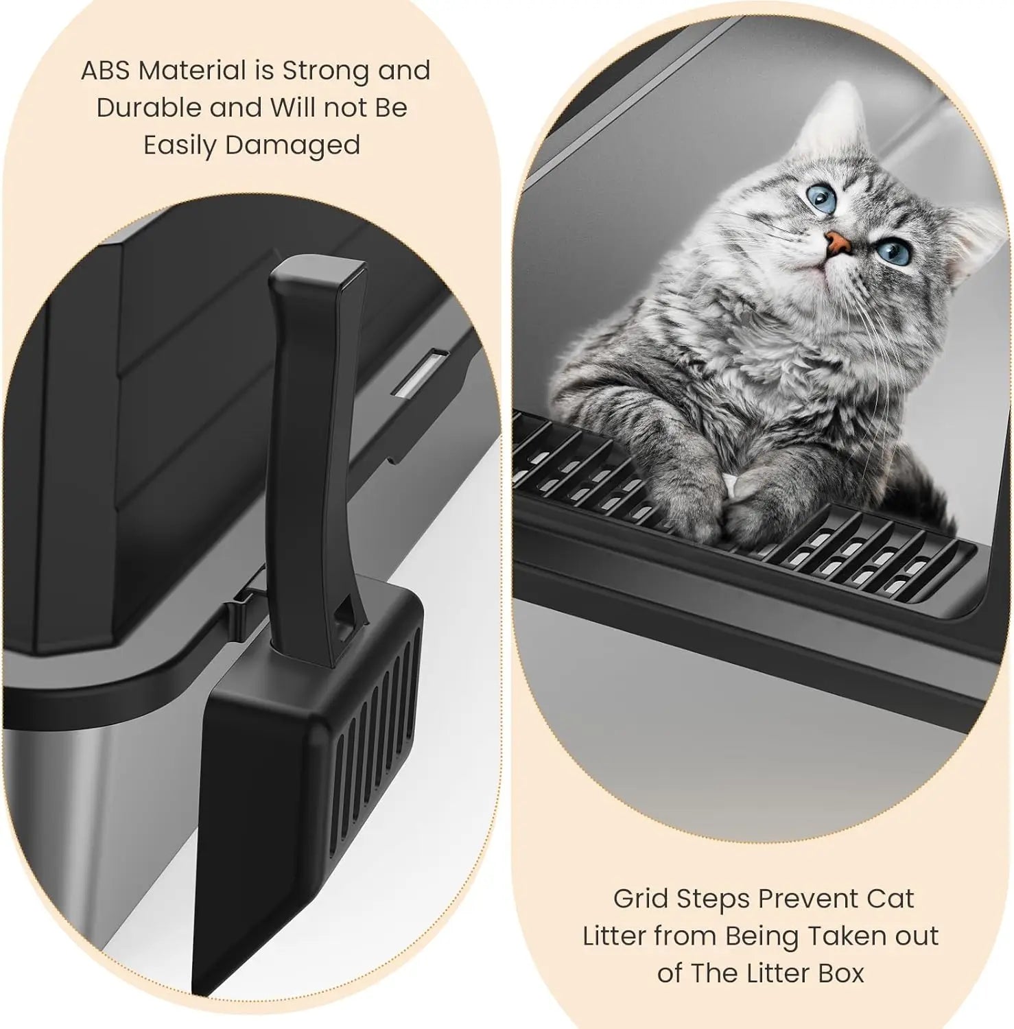 Bac à litière en métal inoxydable
