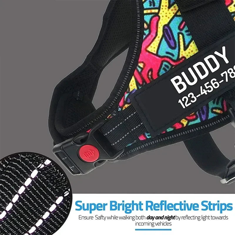 Harnais pour chien avec nom personnalisé