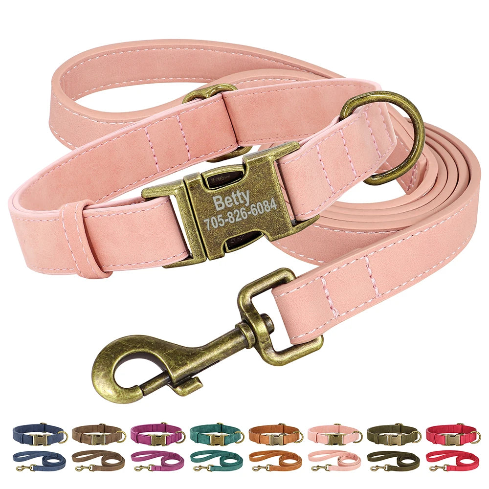 Personalized Dog Collar Leash Set