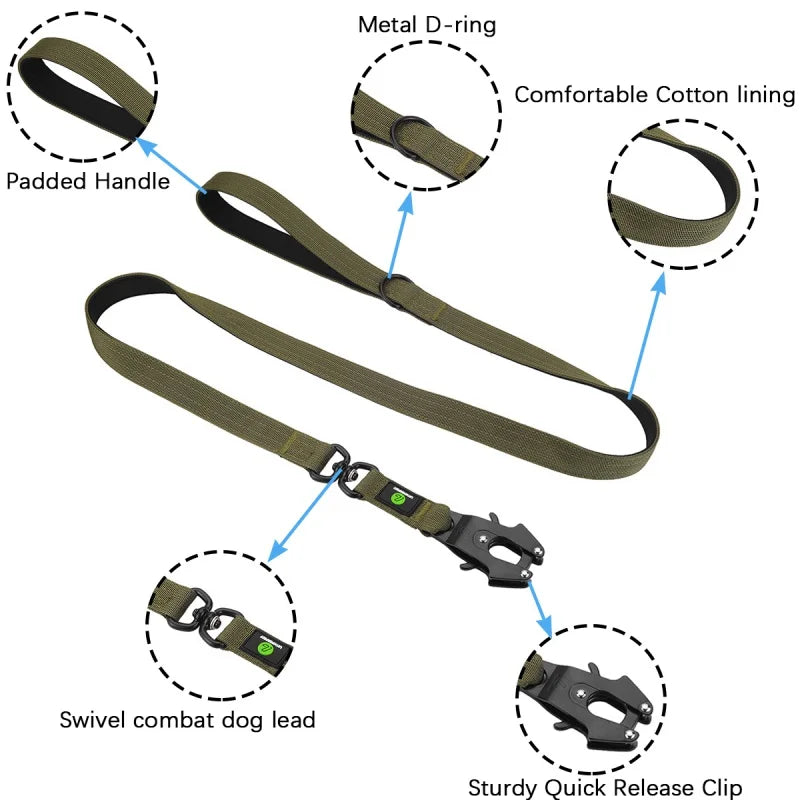 Tactical dog collar leash set