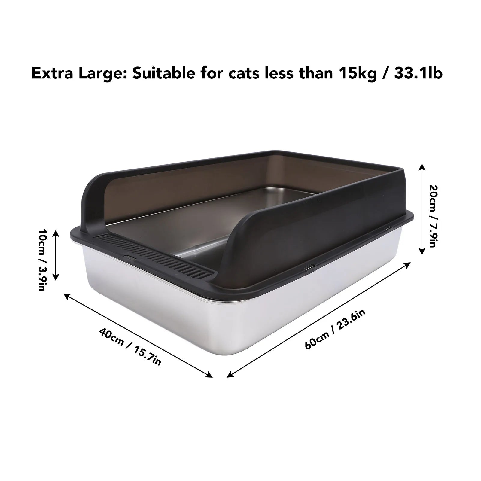 Bac à litière en acier inoxydable