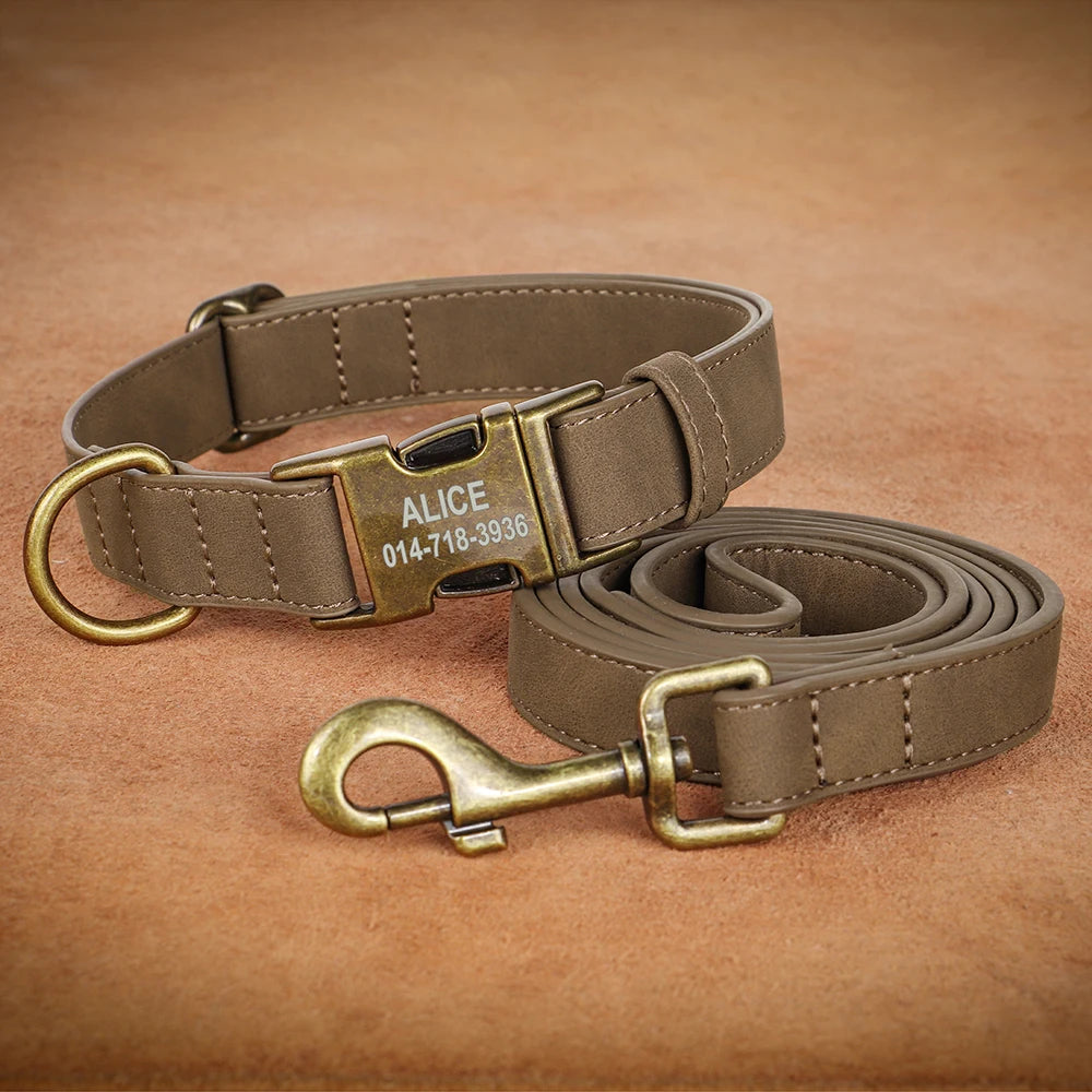 Personalized Dog Collar Leash Set