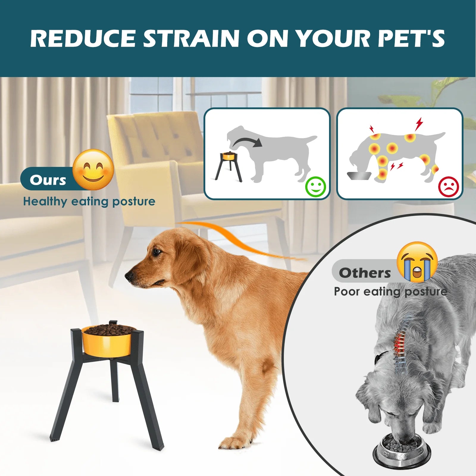 Support réglable en métal pour gamelle pour chien