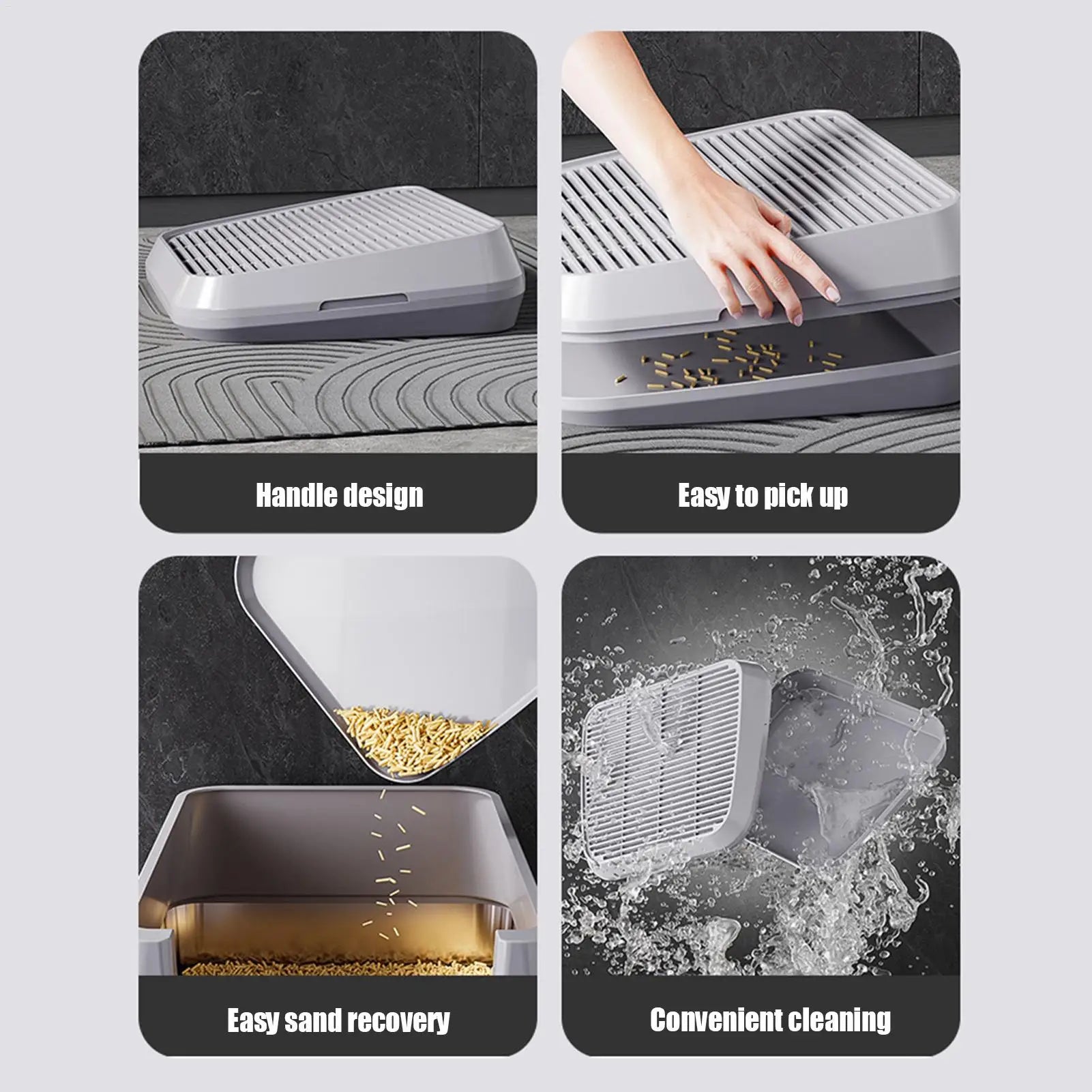 Bac à litière pour chat avec rampe