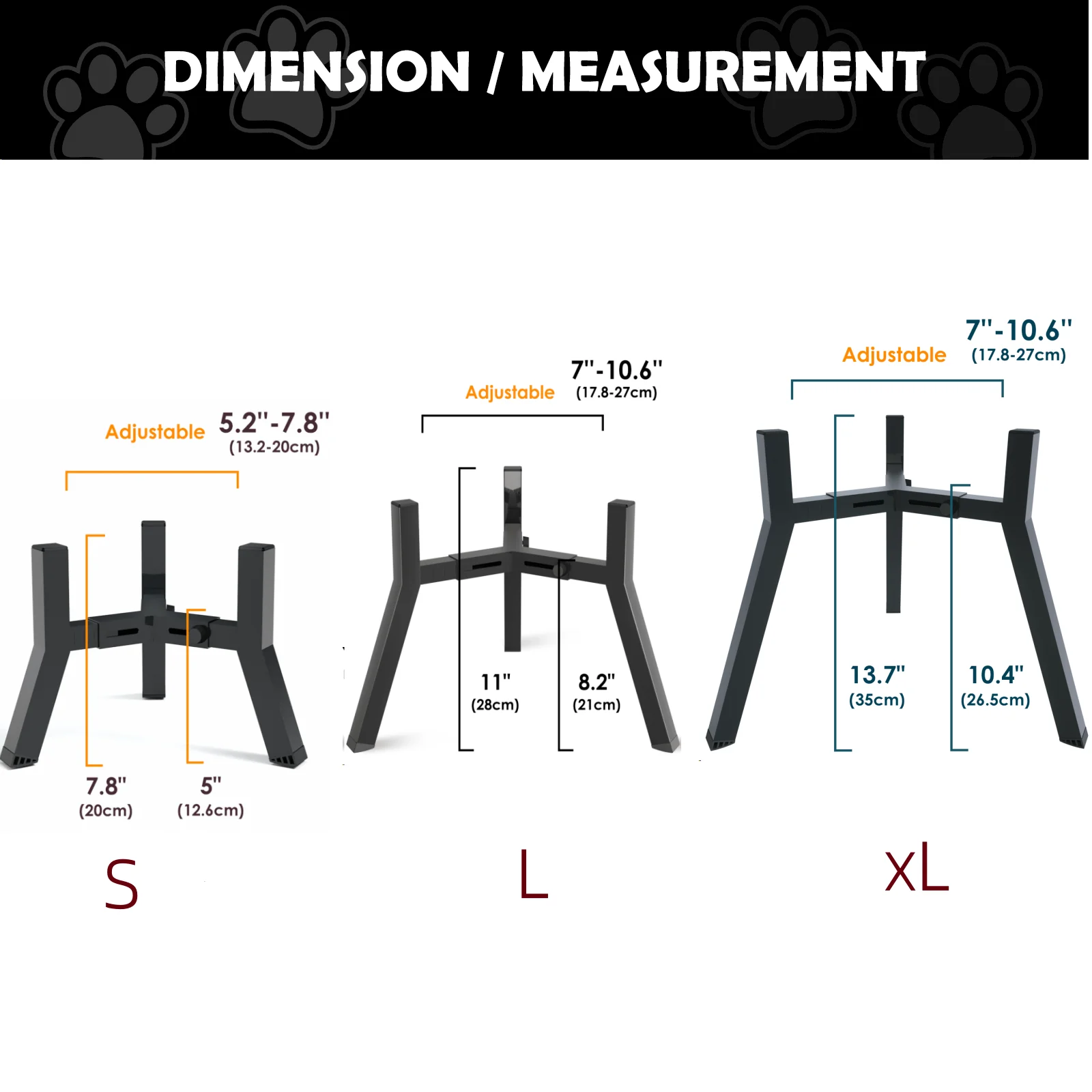 Support réglable en métal pour gamelle pour chien