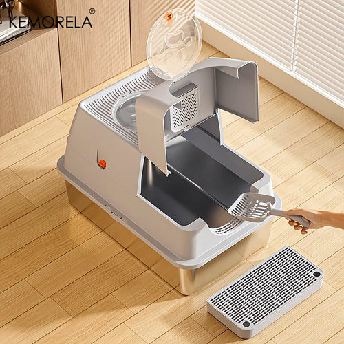 Bac à litière inox avec couvercle