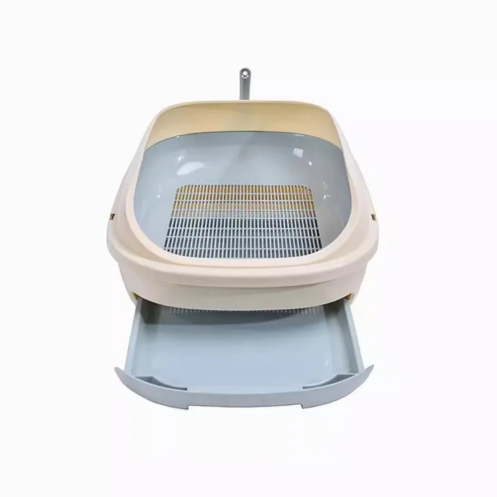 Bac à litière double à tiroir grillagé