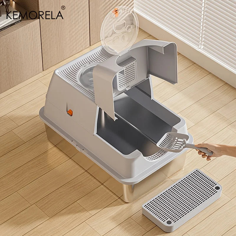 Bac à litière pour chat en acier inoxydable