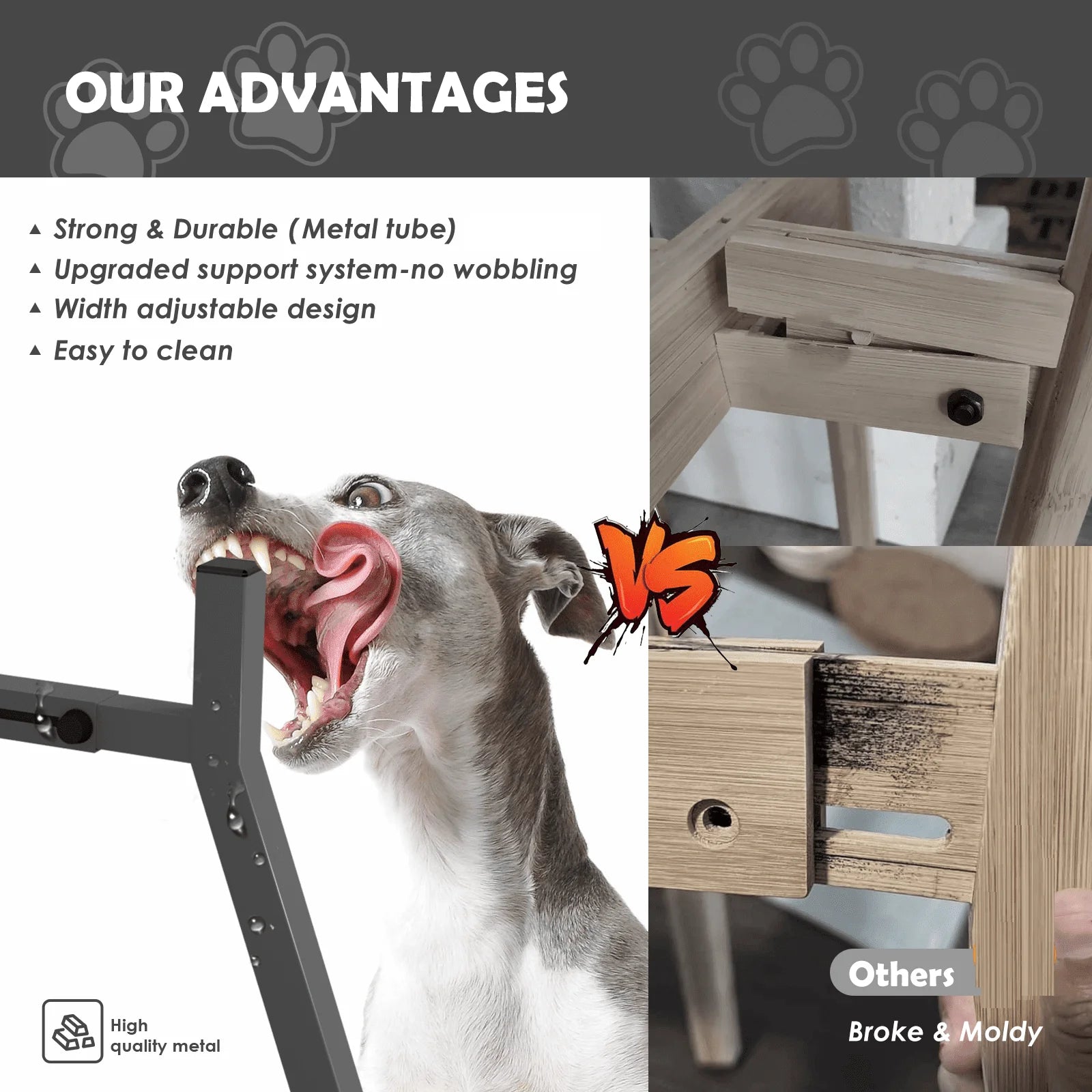 Support réglable en métal pour gamelle pour chien