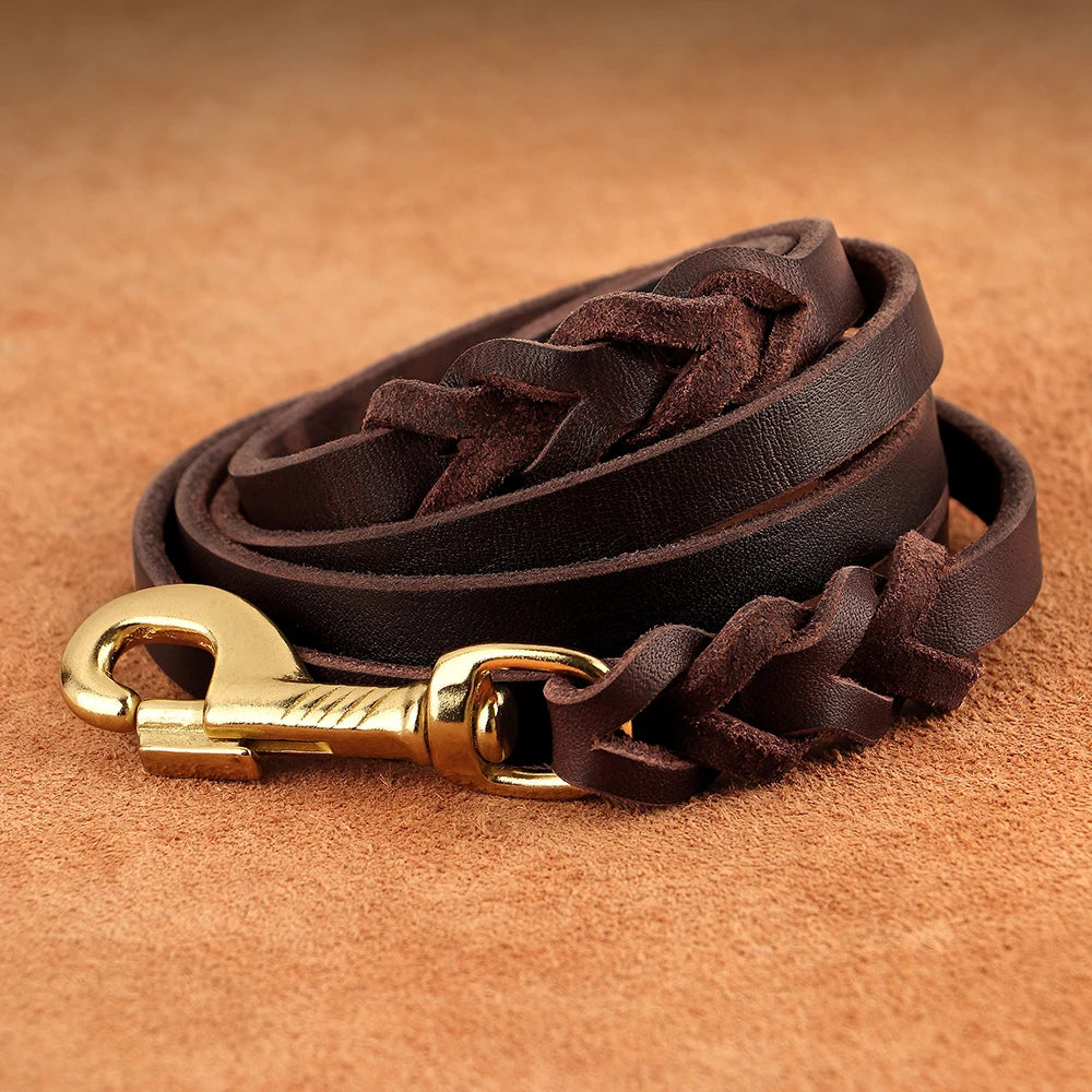 Leather Dog Collar Leash Set