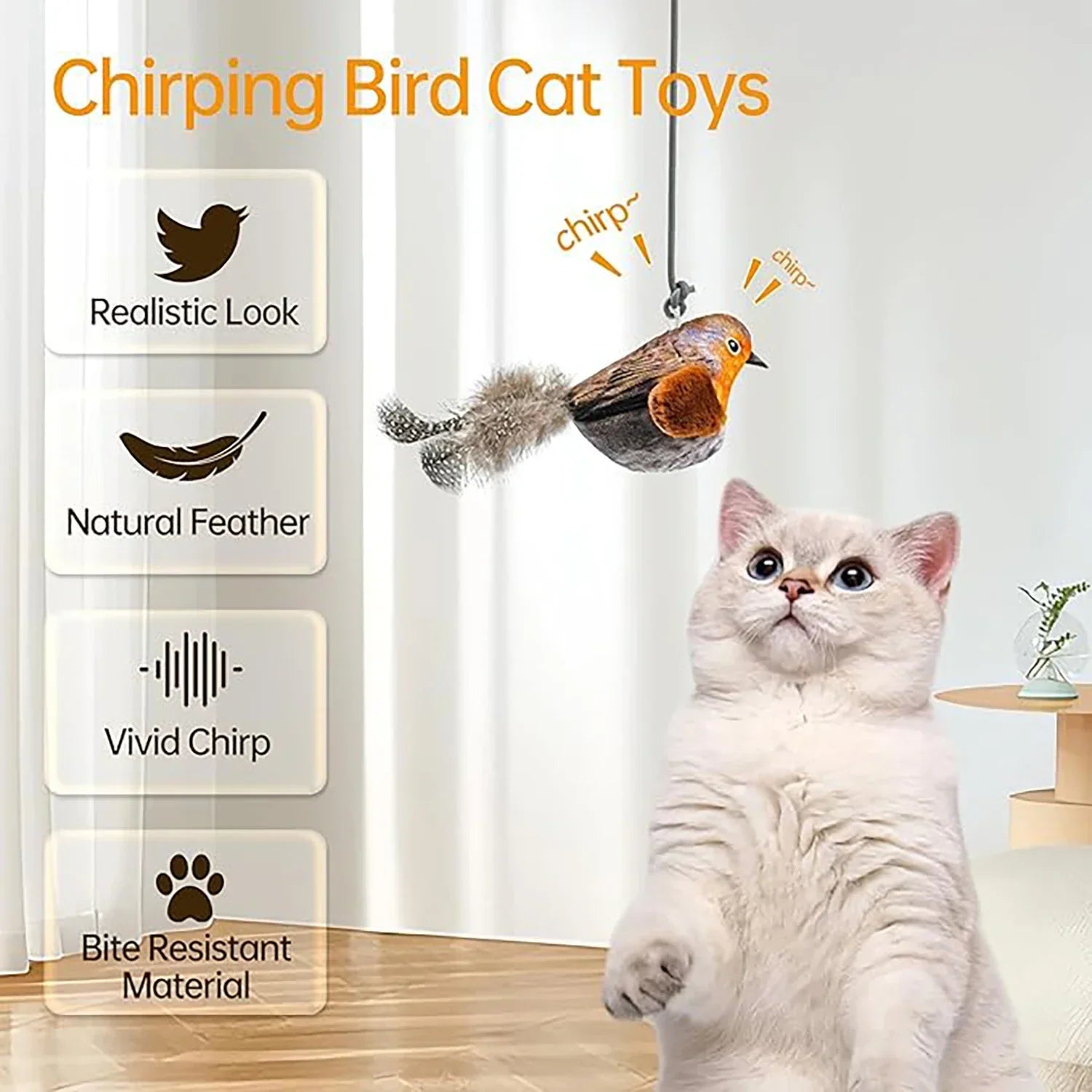 Jouet interactif chat oiseaux