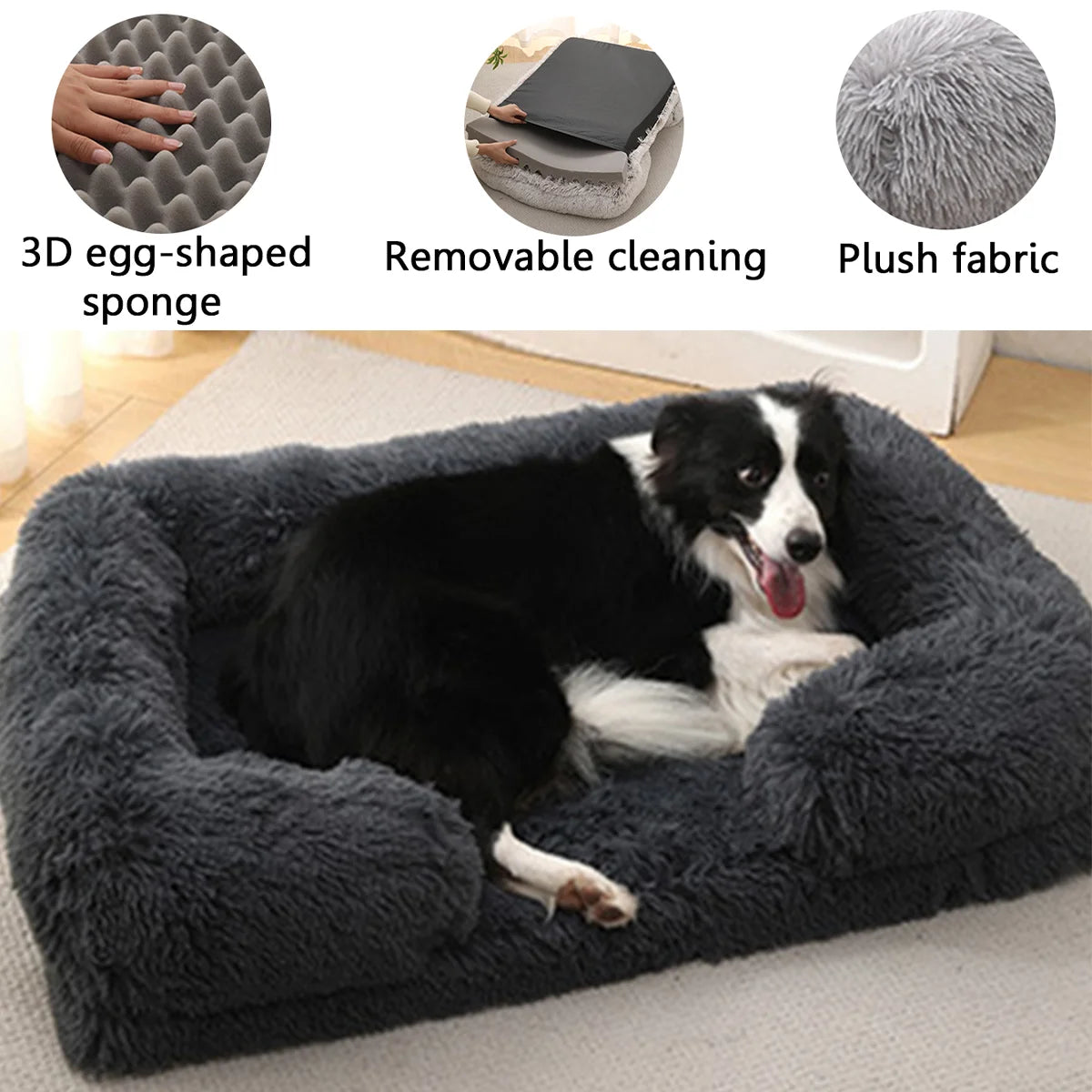 Lit chien carré confortable – Premium PawFrance