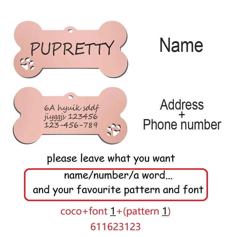 Médaille d'identification personnalisée pour animaux de compagnie