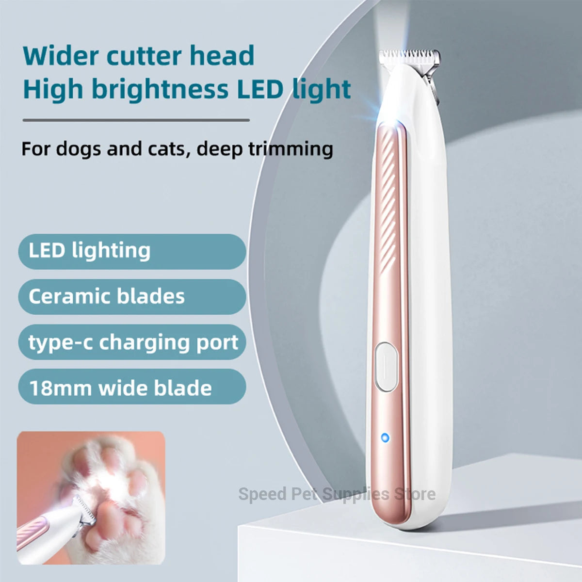 LED lighting Pet paw hair trimmer