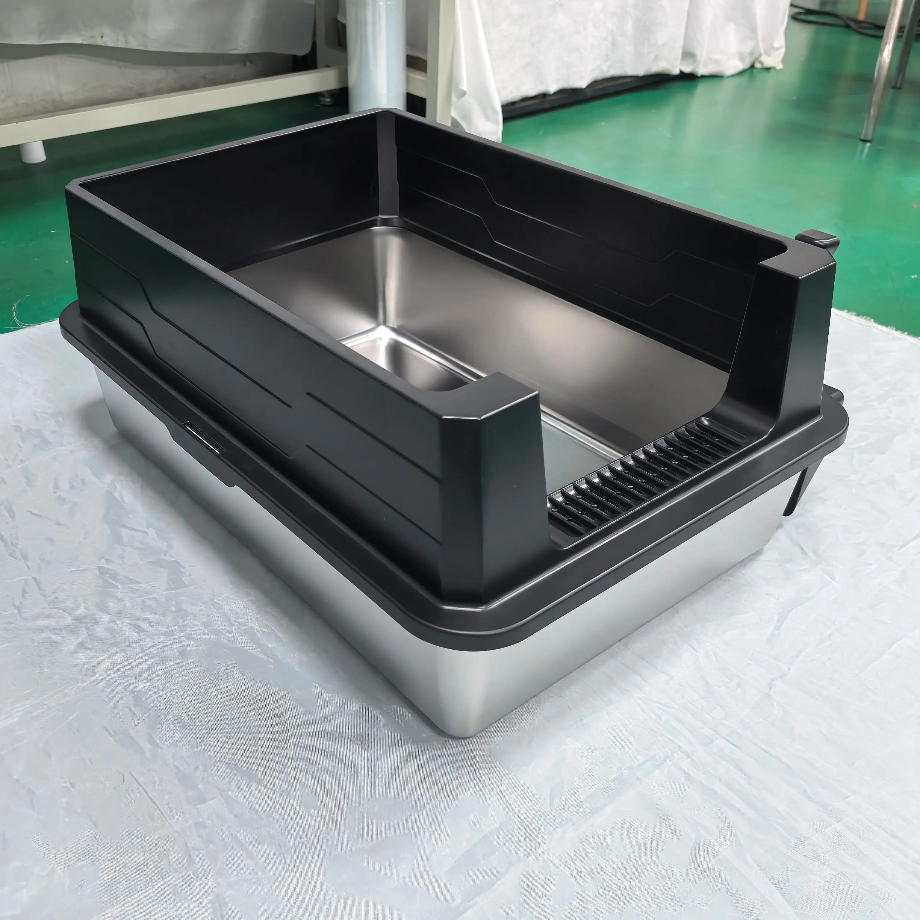 Bac à litière en métal inoxydable