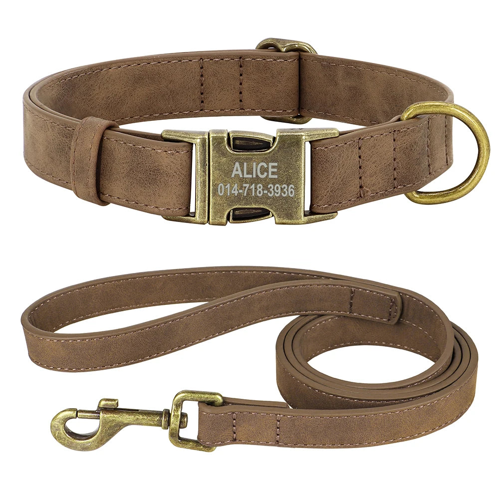 Personalized Dog Collar Leash Set