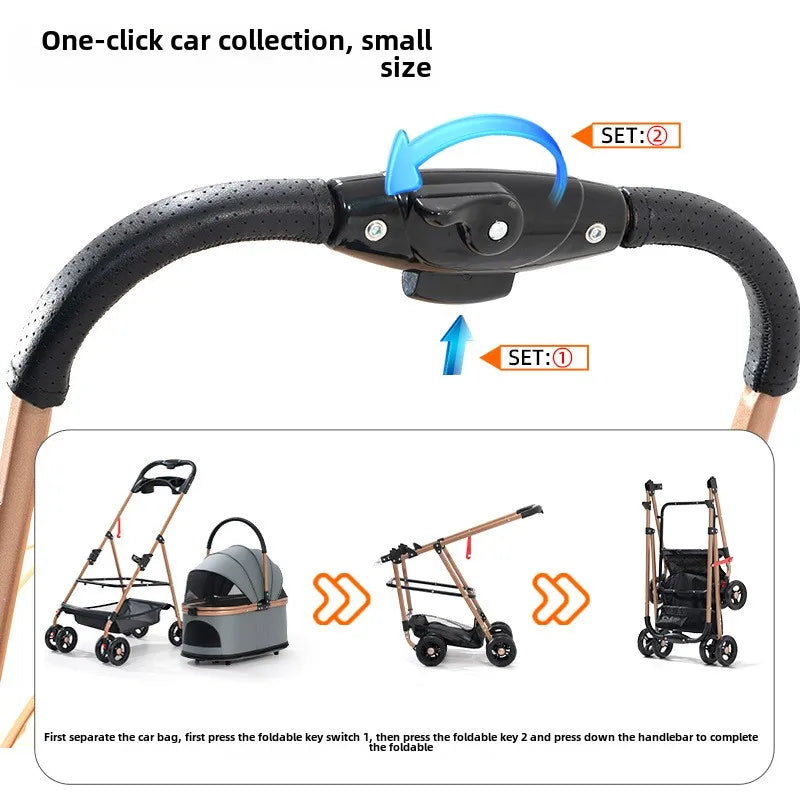 Poussette 3 en 1 pour animaux