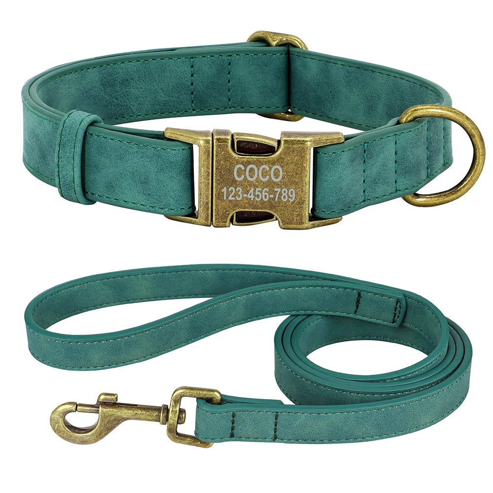 Personalized Dog Collar Leash Set
