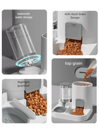 Automatic Cat Dog Feeder And Water Dispenser Combo Large Capacity Gravity Pet Food Water Feeder For Small Medium Pets