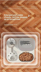 Automatic Cat & Dog Water Dispenser with Integrated Food Basin No Batteries Needed,Automatic Pet Feeder One-Piece Design