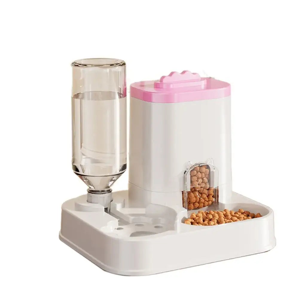 Automatic Cat & Dog Water Dispenser with Integrated Food Basin No Batteries Needed,Automatic Pet Feeder One-Piece