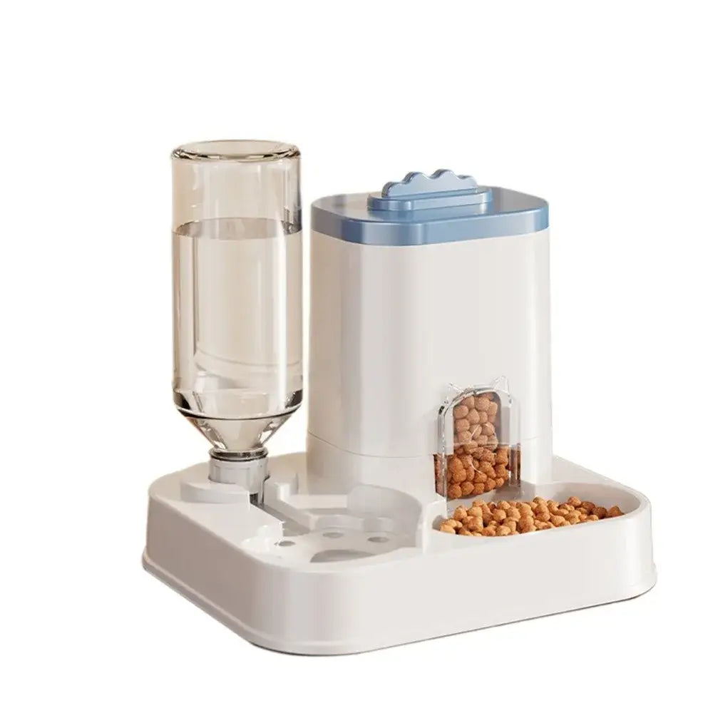 Automatic Cat & Dog Water Dispenser with Integrated Food Basin No Batteries Needed,Automatic Pet Feeder One-Piece
