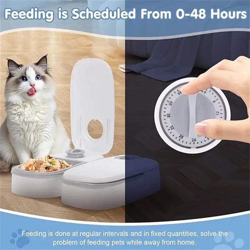 Automatic Cat Feeder 48-Hour Timed Cat Food Dispenser Pet Feeder Automatic Feeder Suitable for All Household Pets
