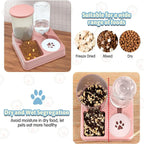 Automatic Cat Feeder Water Dispenser Set 2 In 1 Tilted Automatic Pet Food And Water Feeder Gravity Food Feeder And