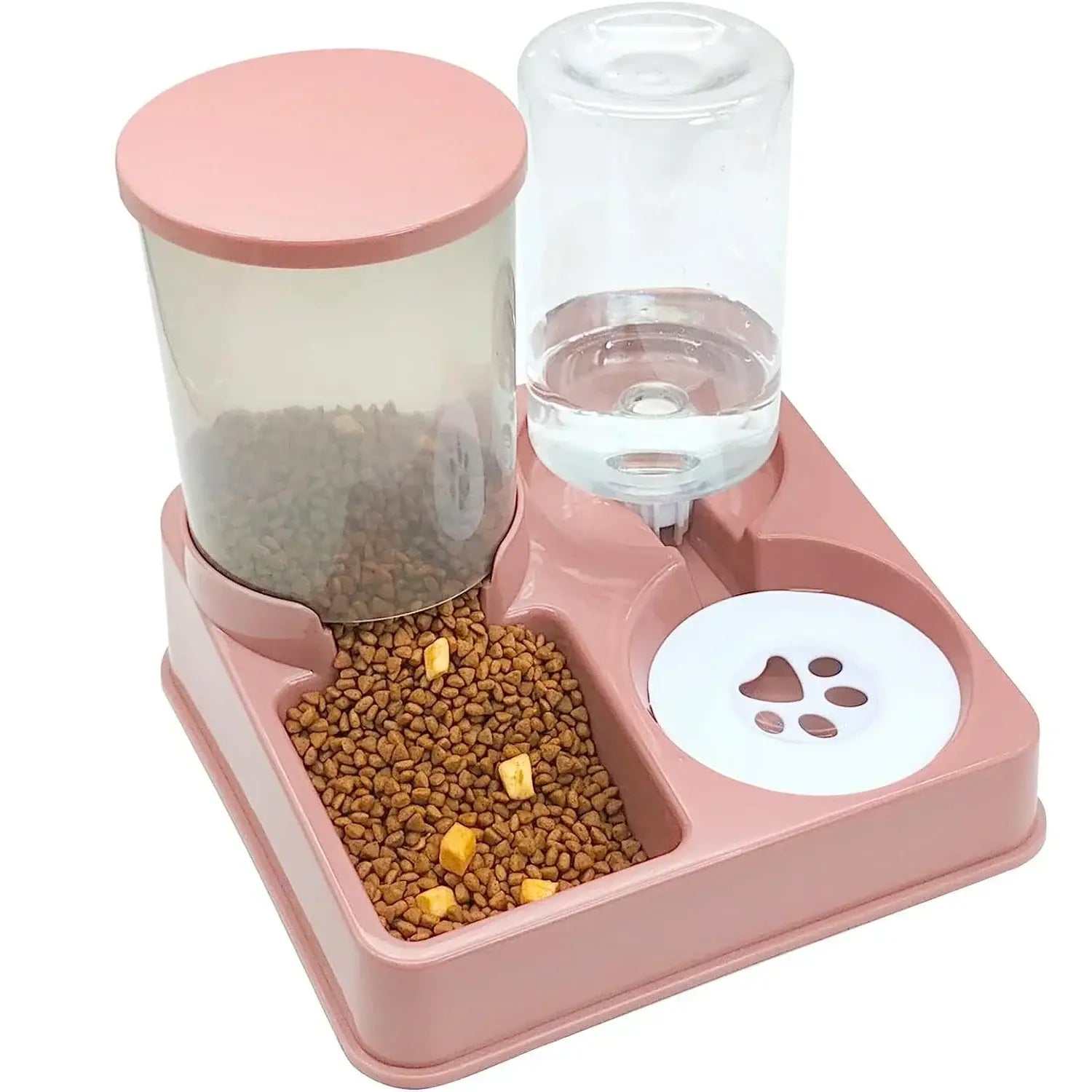 Automatic Cat Feeder Water Dispenser Set 2 In 1 Tilted Automatic Pet Food And Water Feeder Gravity Food Feeder And