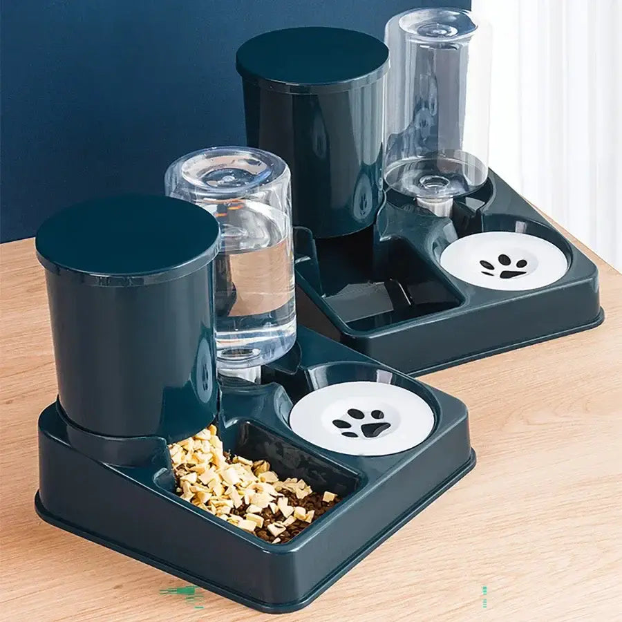 Automatic Cat Feeder Water Dispenser Set 2 In 1 Tilted Automatic Pet Food And Water Feeder Gravity Food Feeder And