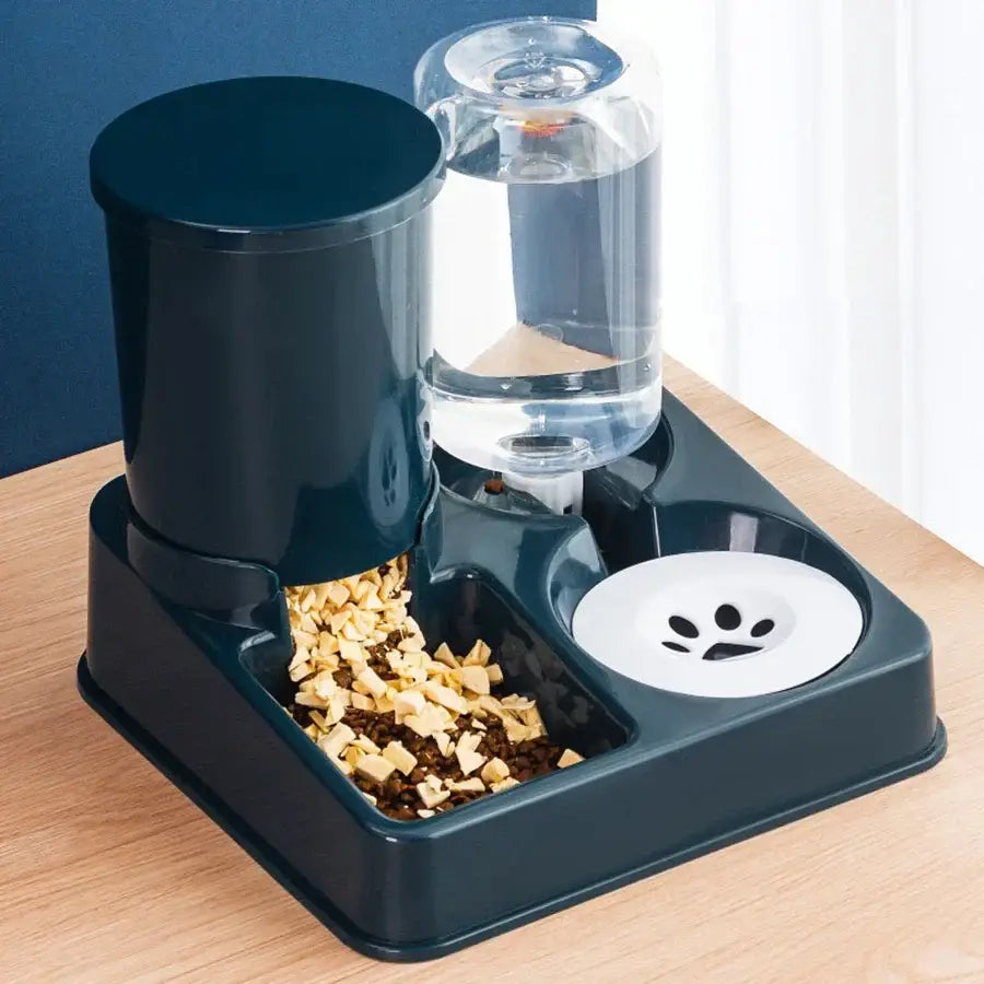 Automatic Cat Feeder Water Dispenser Set 2 In 1 Tilted Automatic Pet Food And Water Feeder Gravity Food Feeder And
