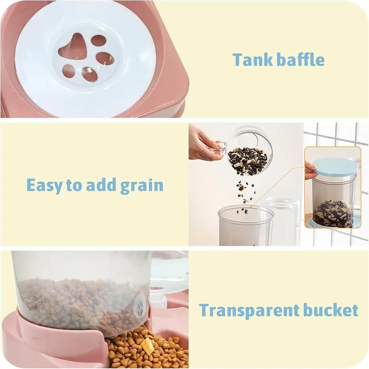 Automatic Cat Feeder Water Dispenser Set 2 In 1 Tilted Automatic Pet Food And Water Feeder Gravity Food Feeder And