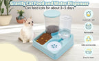Automatic Cat Feeder Water Dispenser Set 2 In 1 Tilted Automatic Pet Food And Water Feeder Gravity Food Feeder And