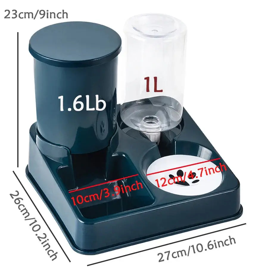 Automatic Cat Feeder Water Dispenser Set 2 In 1 Tilted Automatic Pet Food And Water Feeder Gravity Food Feeder And