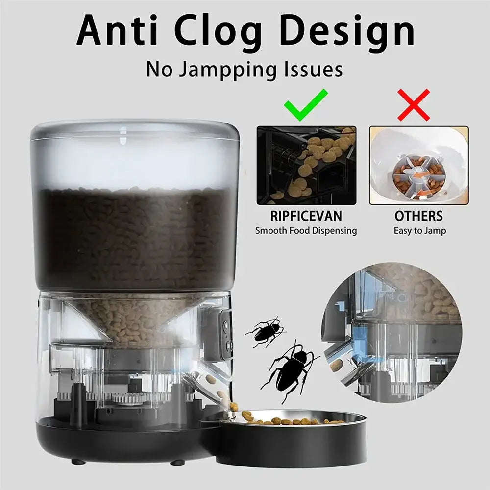 Automatic Cat Feeders 4L Timed Cat Dry Food Dispenser Dual Power Supply Programmable Portion Control Auto Pet Feeder