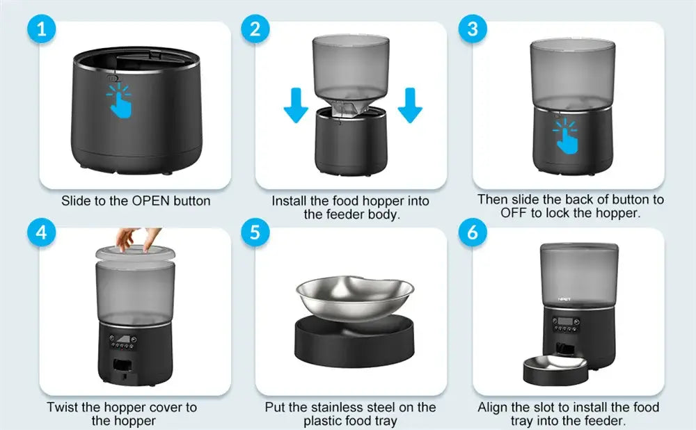 Automatic Cat Feeders 4L Timed Cat Dry Food Dispenser Dual Power Supply Programmable Portion Control Auto Pet Feeder
