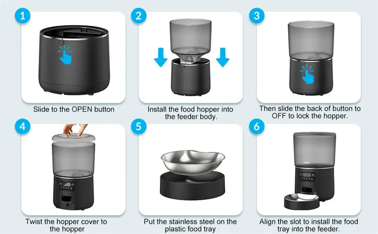 Automatic Cat Feeders 4L Timed Cat Dry Food Dispenser Dual Power Supply Programmable Portion Control Auto Pet Feeder