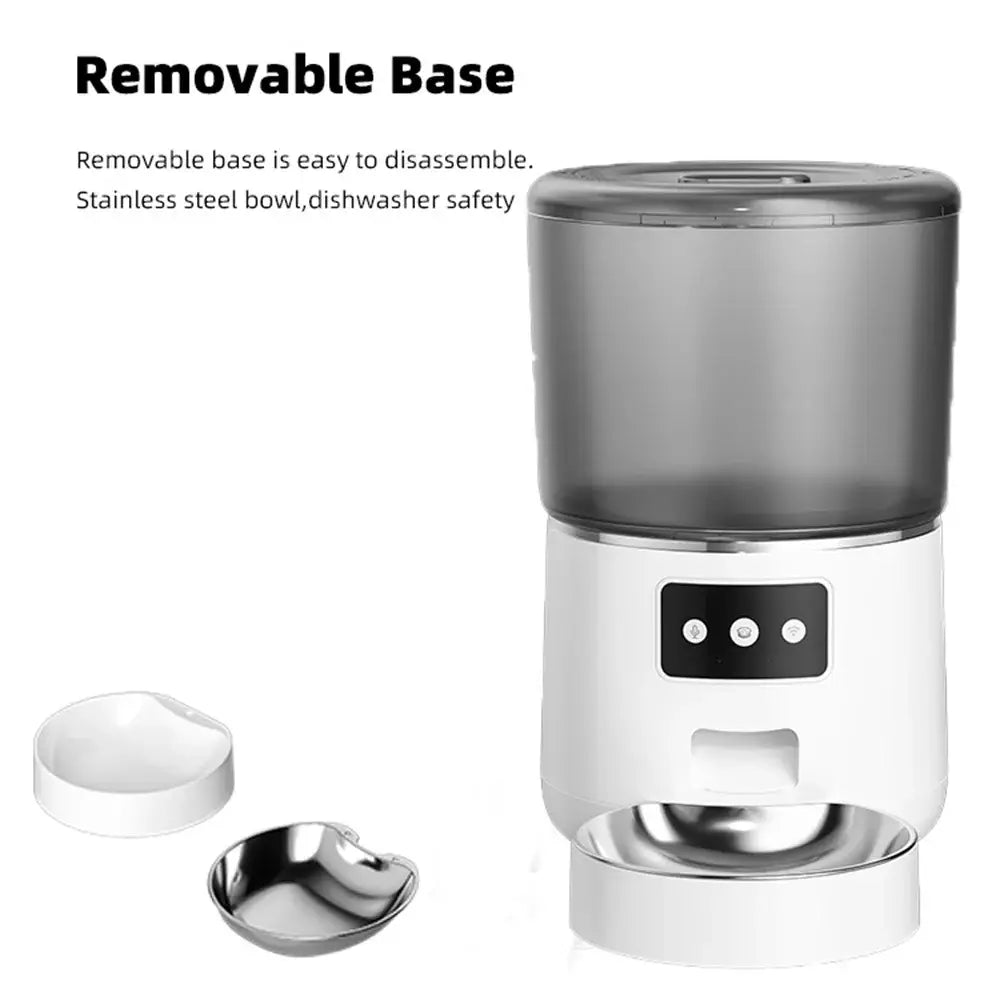 Automatic Cat Feeders 4L Timed Cat Dry Food Dispenser Dual Power Supply Programmable Portion Control Auto Pet Feeder