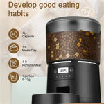 Automatic Cat Feeders 4L Timed Cat Dry Food Dispenser Dual Power Supply Programmable Portion Control Auto Pet Feeder