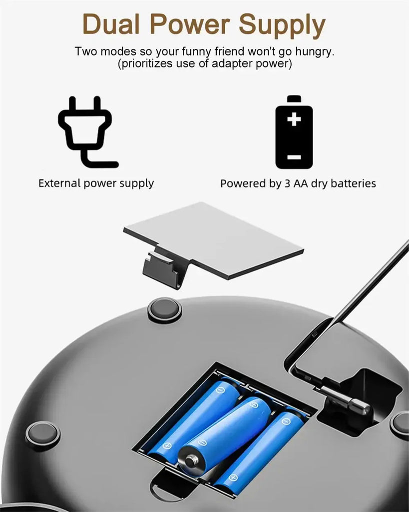 Automatic Cat Feeders 4L Timed Cat Dry Food Dispenser Dual Power Supply Programmable Portion Control Auto Pet Feeder