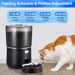 Automatic Cat Feeders 4L Timed Cat Dry Food Dispenser Dual Power Supply Programmable Portion Control Auto Pet Feeder