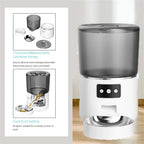 Automatic Cat Feeders 4L Timed Cat Dry Food Dispenser Dual Power Supply Programmable Portion Control Auto Pet Feeder