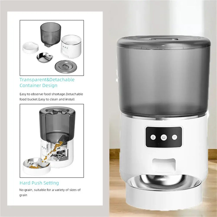 Automatic Cat Feeders 4L Timed Cat Dry Food Dispenser Dual Power Supply Programmable Portion Control Auto Pet Feeder